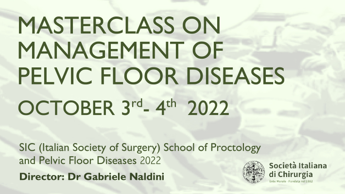 Il 3 e 4 ottobre 2022 saremo presenti presso la Camera di Commercio di Pisa al secondo appuntamento di quest'anno realizzato dalla Scuola SIC di Proctologia e Patologie del Pavimento Pelvico: Masterclass on Management of Pelvic Floor Diseases.